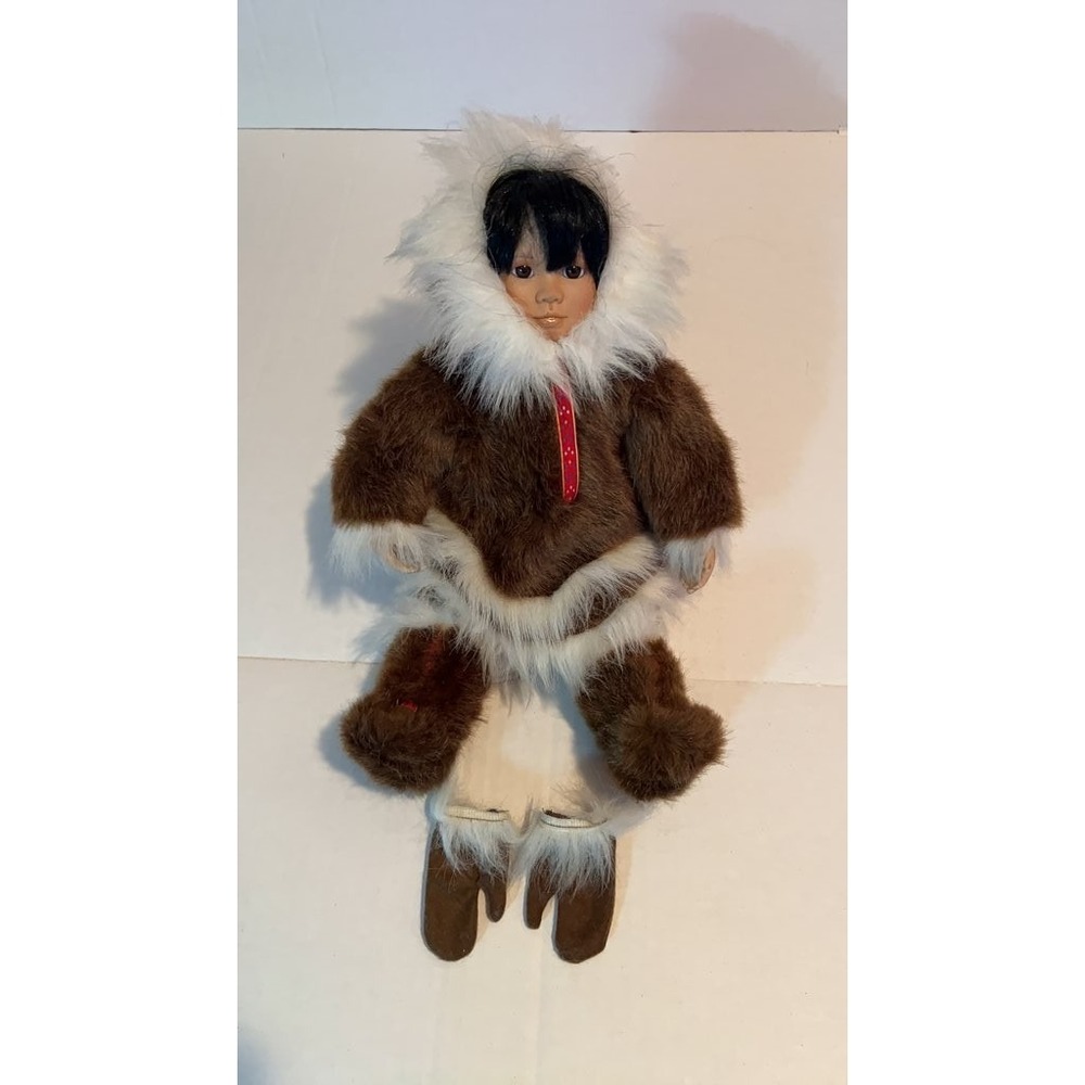 Vintage Inuit Style Doll with Faux Fur Outfit